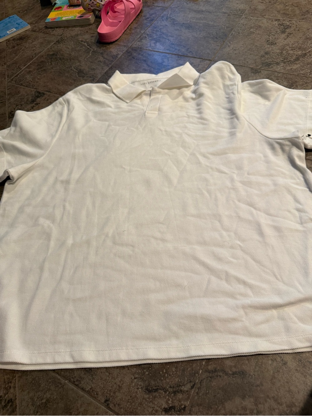 Classic Men’s free assembly White Johnny collar Polo Shirt